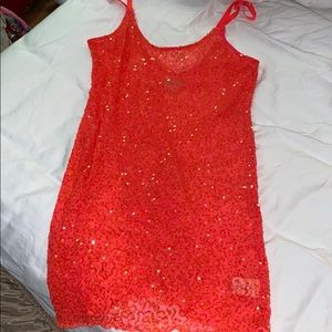 Free People Sparkly Orange Tunic Tank Top